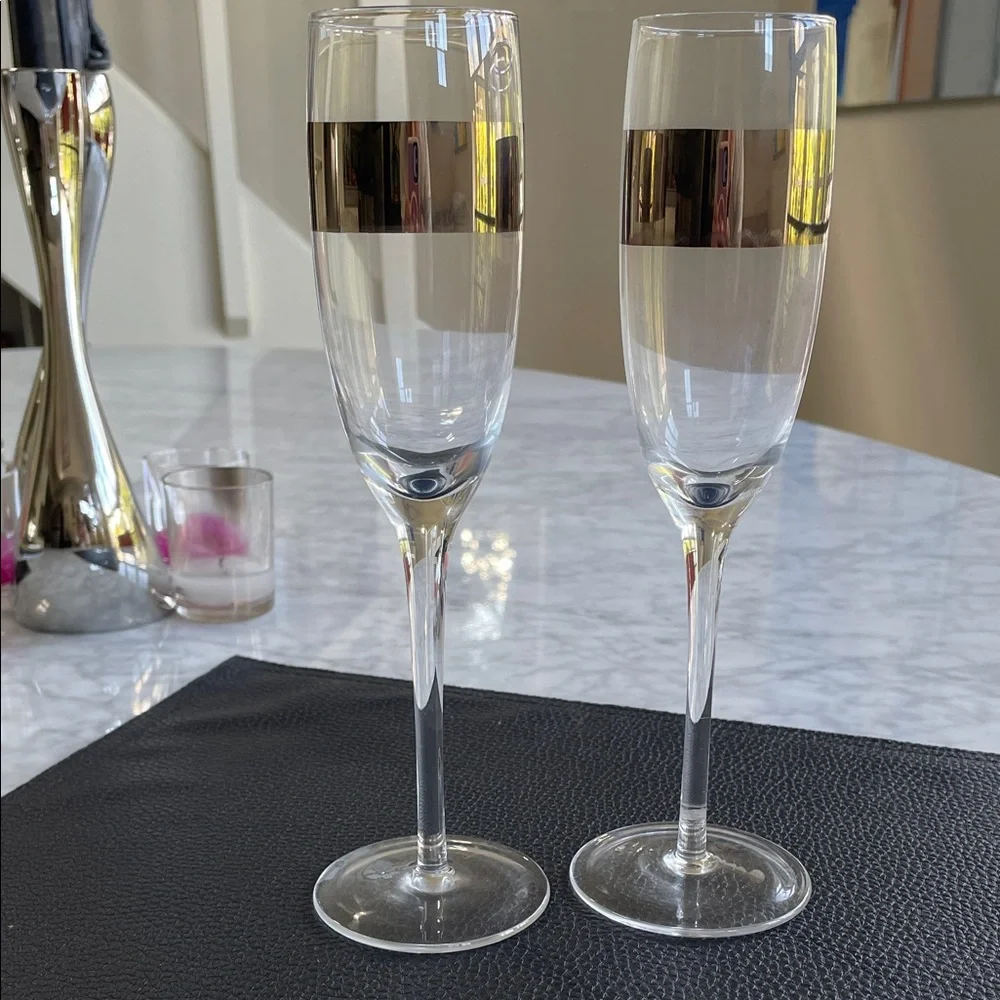 Silver-Accented Champagne Flutes